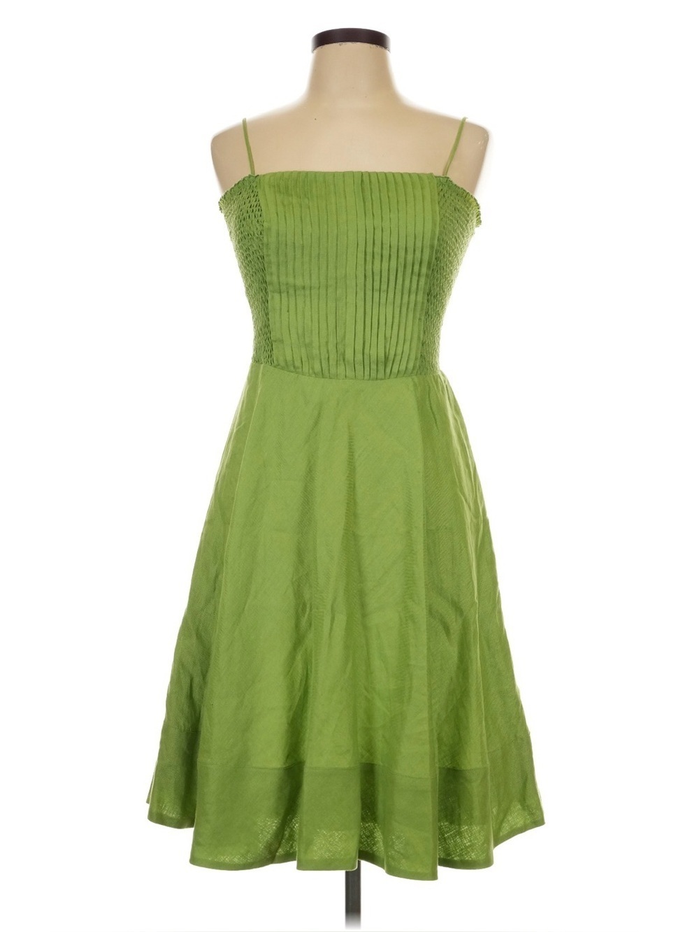 GIORGIO ARMANI Vintage 100% Linen Chartreuse Green Minimalist Dress Size 6 VGUC